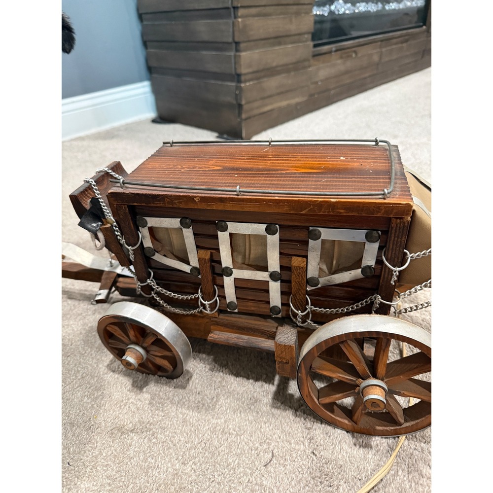 Vintage Latham & Sons Wooden Stagecoach Lamp Western Rustic Decor Texas Made
